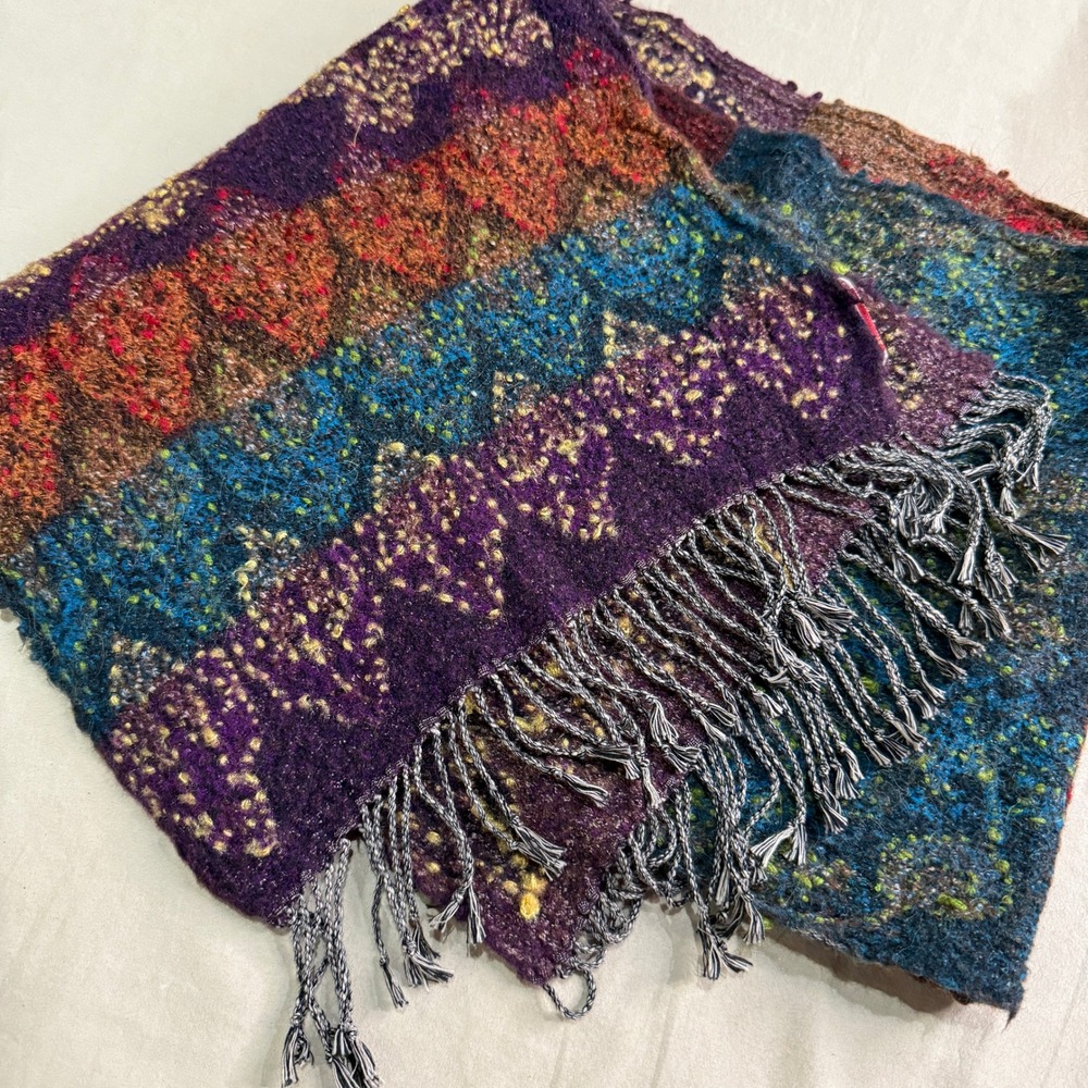 Anthropologie Vismaya Boho Scarf Wool Cotton‎ Blend Mixed Media Woodland Fairy